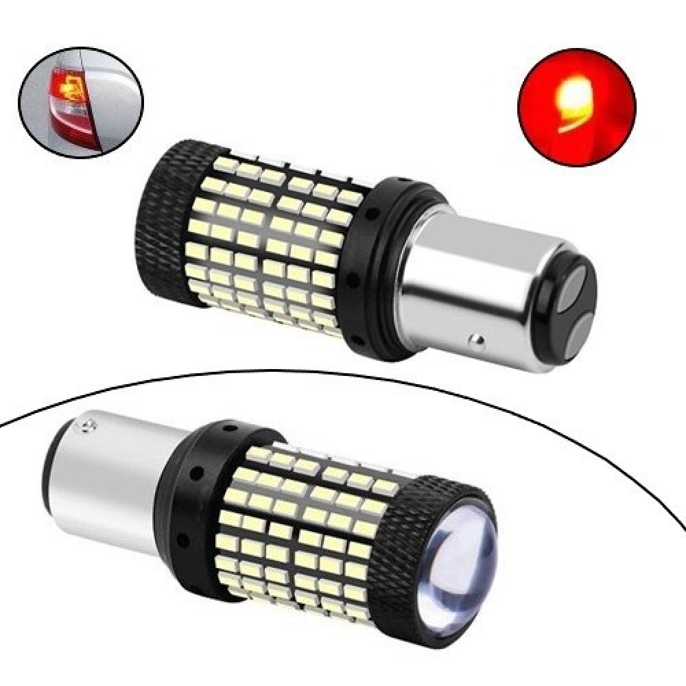 LED лампа 1157 BAY15D P21, 144 SMD 2814, белий свет, 1600 лм, 12В, алюминиевий корпус