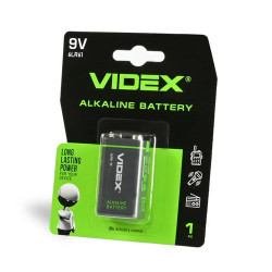 Батарейка Крона VIDEX 6LR61 9В, алкалиновая щелочна батарея для приборов і сигналізації