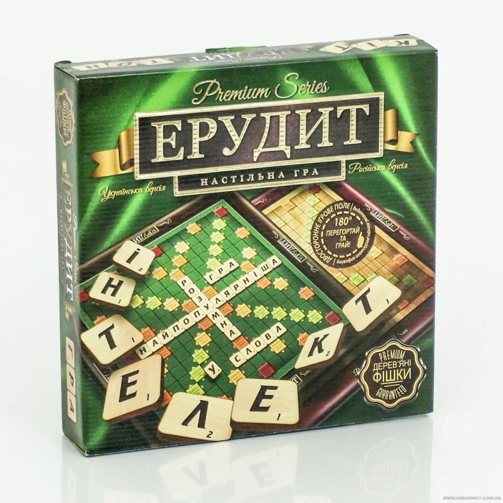 Настольна игра Ерудит 2в1 РУС+УКР, 110 деревянних фишек, Scrabble для всей семьи