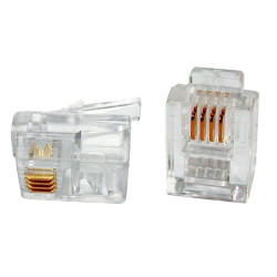 Коннекторы RJ11/RJ12/RJ14 6P4C телефонные, набор 100 шт, разъёмы для кабеля и телефонных линий