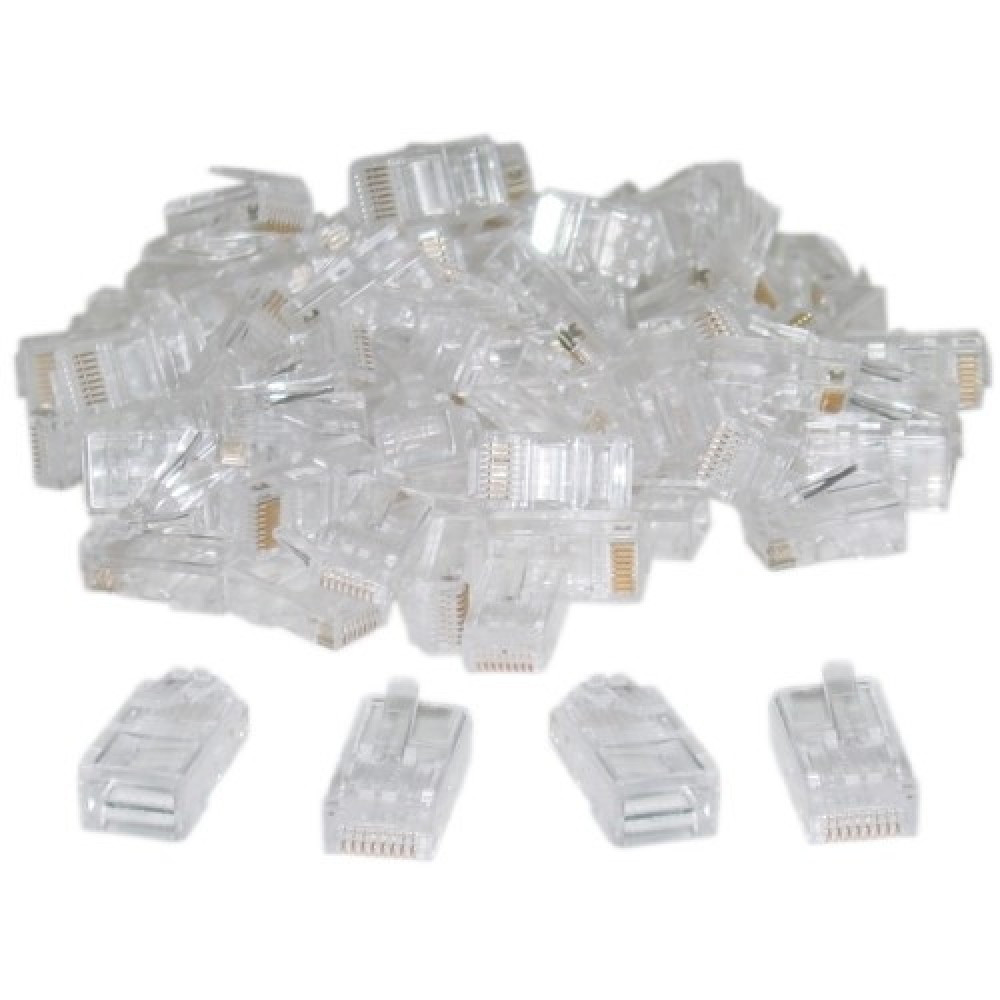 Коннекторы RJ45 8P8C, набор 100 шт, для кабеля Cat5/Cat5e/Cat6, сетевые разъёмы под обжим