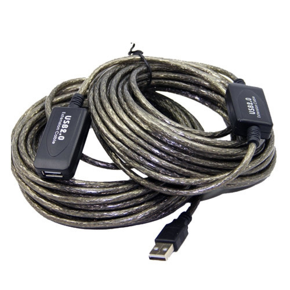 USB 2.0 удлинитель активний репитер 20 м, кабель AM-AF для компьютера і периферии