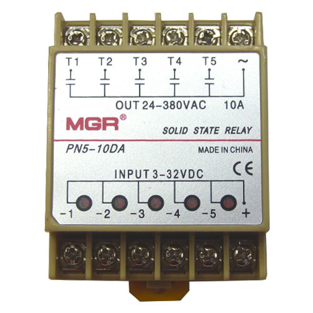 5-канальное твердотельное реле SSR PN5-10DA 10А DC-AC на DIN-рейку,для автоматизации, освещения и управления