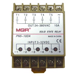 5-канальне твердотельне реле SSR PN5-10DA 10А DC-AC на DIN-рейку,для автоматизации, освещения і управления