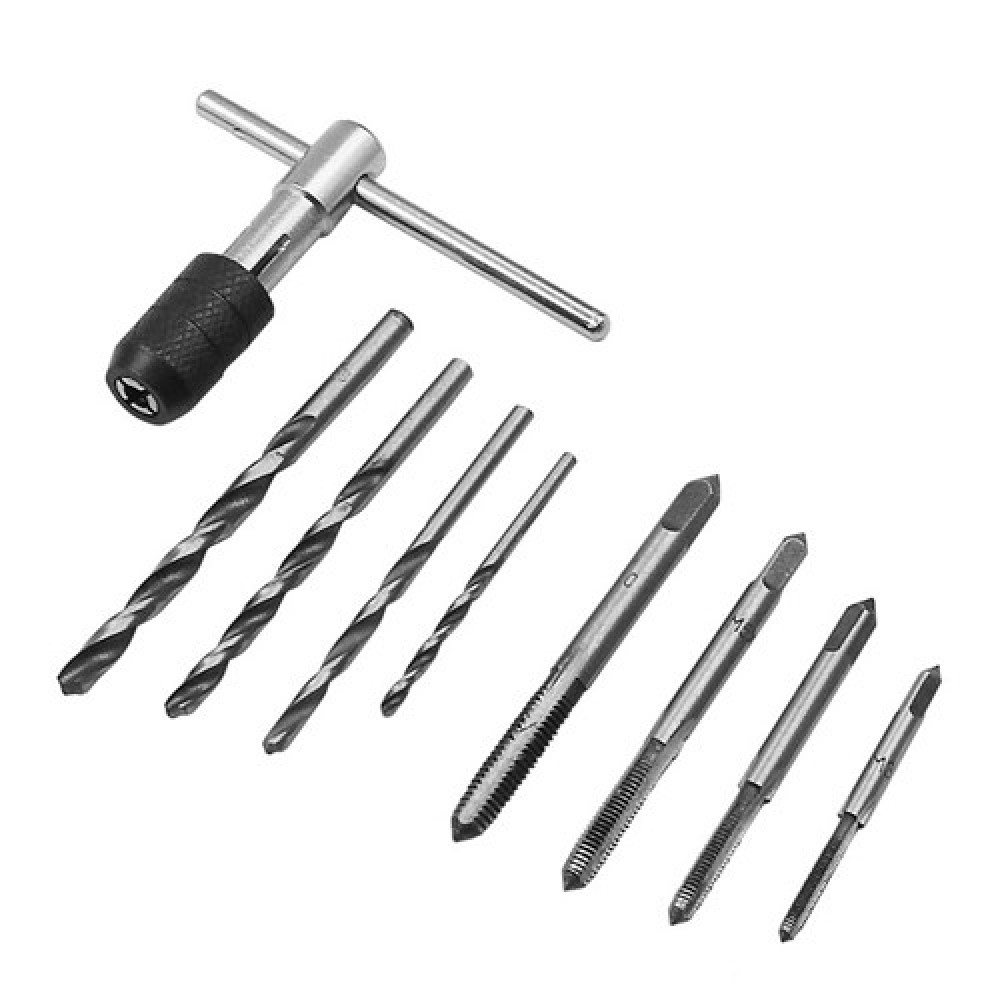 Вороток Т-образний держатель с набором метчиков М3-М6 і сверл 2.5-5.2мм для резьби