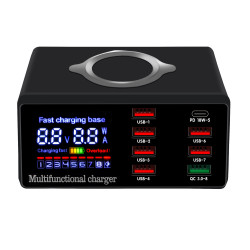 Зарядна станция сетевая 8x USB + беспроводна зарядка PD QC3.0 LED WLX-X9