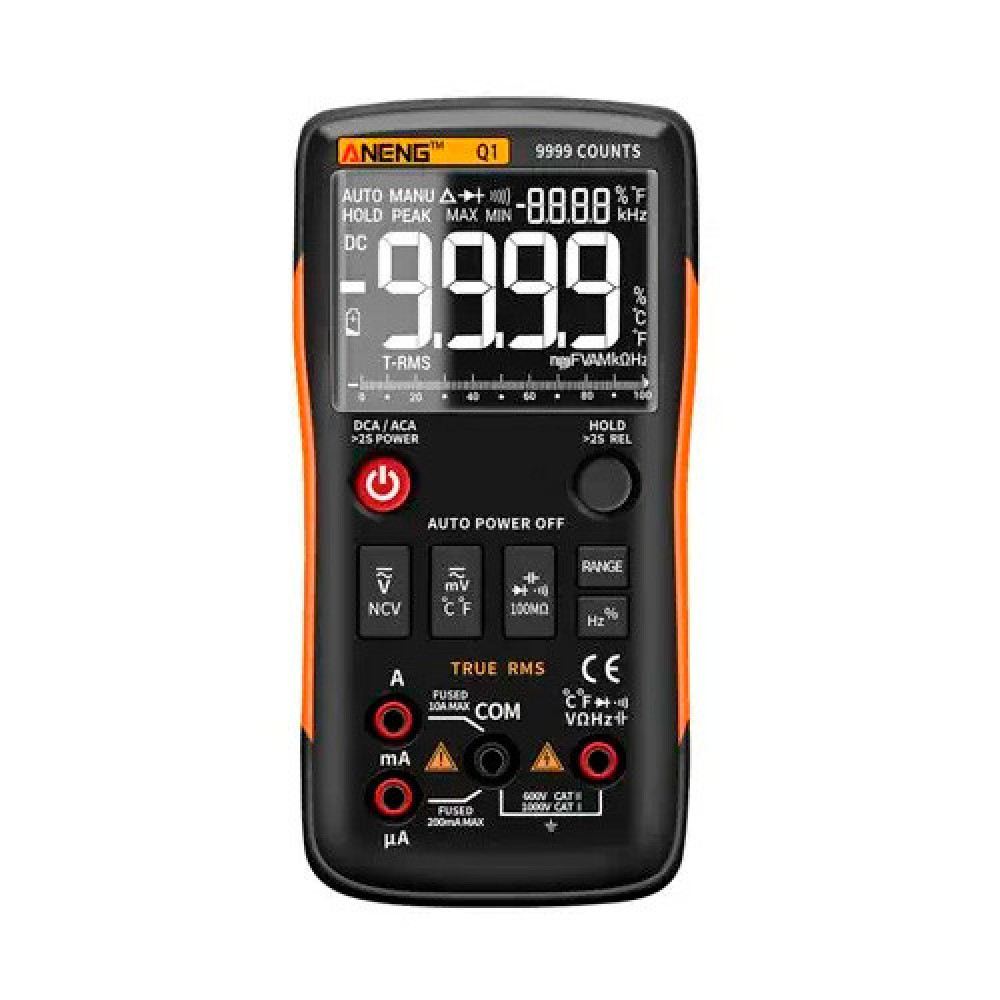 Мультиметр цифровой ANENG Q1 Pro, авто выбор диапазона, True RMS, NCV, 9999 отсчетов