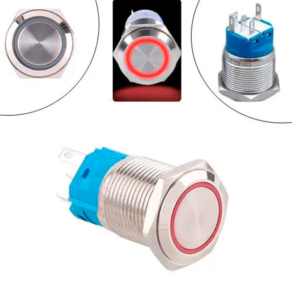 Кнопка коммутационна 22мм возвратна 9-24В 5pin LED красний 22K-P11D