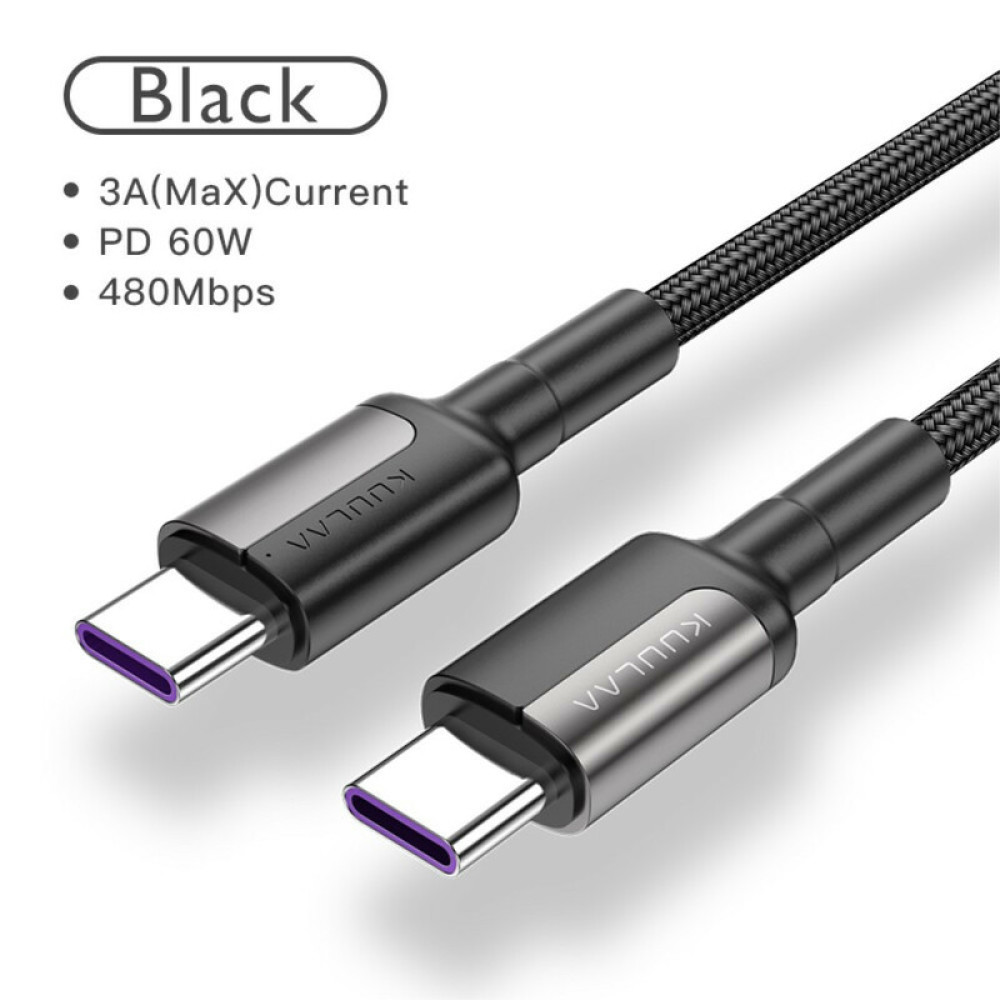 Кабель TYPE-C - TYPE-C 1м Pavareal Q28 60вт QC3.0 шнур живлення в оплетке