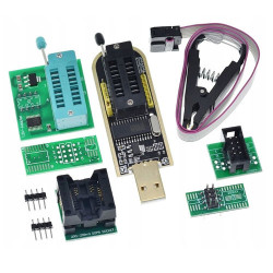 USB мини программатор CH341A 24/25 EEPROM Flash с клипсой і набором адаптеров для прошивки микросхем