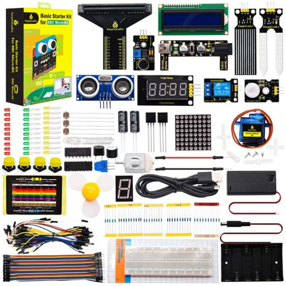 Стартовый набор BBC Microbit Keyestudio KS 4004 с платой Microbit V2 датчики дисплей мотор реле для обучения программированию кейс