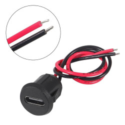 Комплект живлення разъем гнездо Type C 2pin 24AWG 10см 5шт кабель до 3А 5В панельний монтаж USB Type C вход живлення