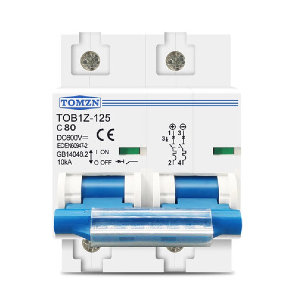Автоматичеський виключатель DC 2P 80А 10ка 600В, TOMZN TOB1Z-125