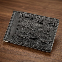 Затискач CROCODILE LEATHER 18169 з натуральної шкіри крокодила Чорний
