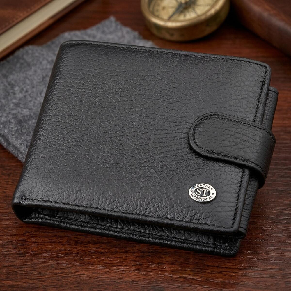 Мужской кошелек ST Leather 18334 (ST102) натуральная кожа Черный
