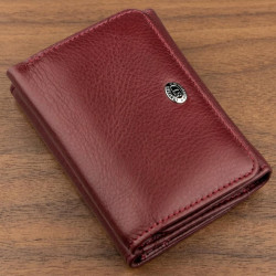 Компактный женский бумажник на кнопке ST Leather 18885 Темно-красный