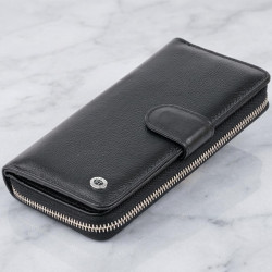 Вертикальный вместительный кошелек из кожи унисекс ST Leather 19300 Черный