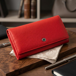 Женский кожаный кошелек для карт купюр и монет ST Leather 19376 Красный