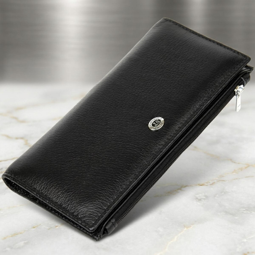 Практичний жіночий шкіряний гаманець ST Leather 19378 Чорний