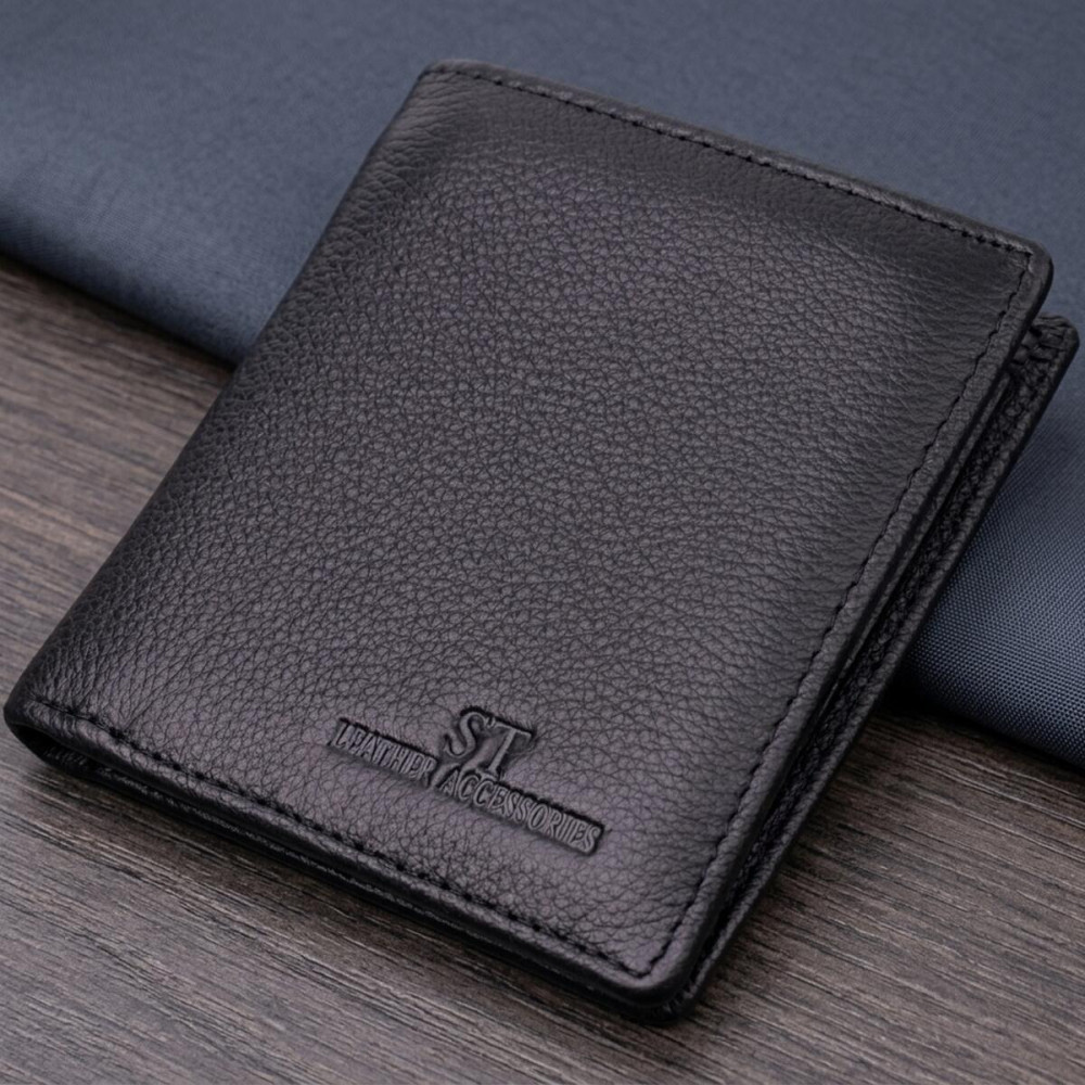 Женский кошелек в классическом черном цвете из натуральной кожи ST Leather 19466 Черный
