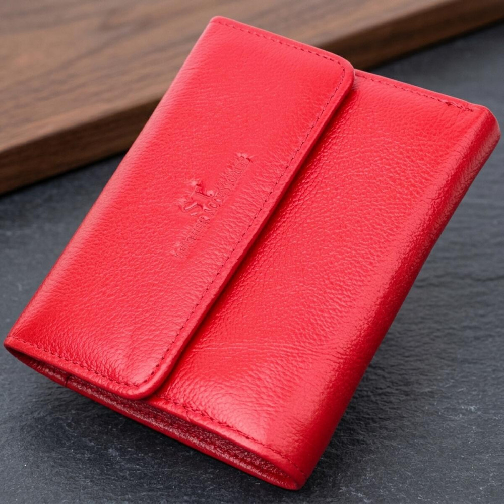 Женский яркий кошелек с монетницей из натуральной кожи ST Leather 19493 Красный