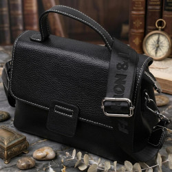 Сумка сетчел у класичному кольорі для жінок з натуральної шкіри Vintage 22291 Чорна