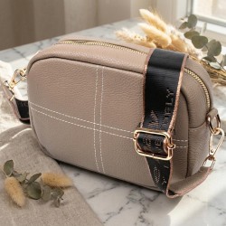 Ідеальна жіноча сумка з натуральної м'якої шкіри Vintage 22318 Бежева