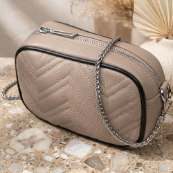 Жіноча вечірня сумка на ланцюжці з натуральної шкіри Vintage 22381 Бежева