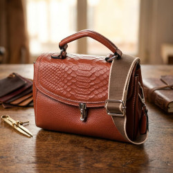 Жіноча шкіряна сумка із защіпкою для міста та щоденного використання Vintage 22417 Коричнева