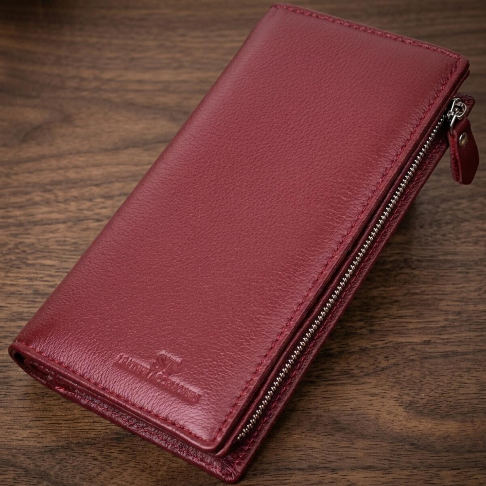 Современный кошелек-клатч для стильных женщин из натуральной кожи ST Leather 22534 Бордовый
