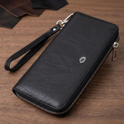 Кошелек-клатч универсальный на одно отделение из натуральной кожи ST Leather 22562 Черный