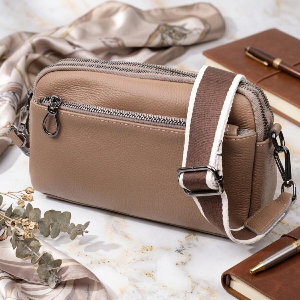 Жіноча стильна сумка з натуральної шкіри Vintage 22599 Бежева