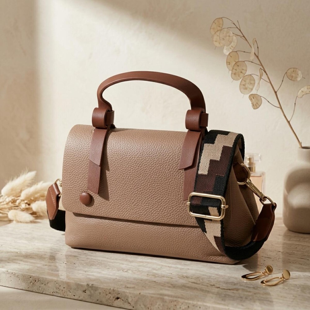 Ділова сумка для жінок з короткою ручкою з натуральної шкіри Vintage 22668 Коричнева