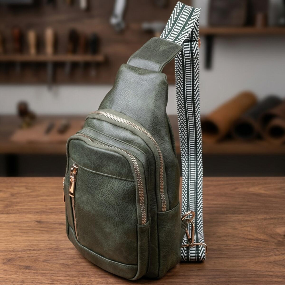 Стильна слінг сумка для жінок з екошкіри Vintage 22745 Зелений