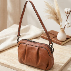 Женская сумка с драпировкой из натуральной кожи Vintage 22895 Коричневый