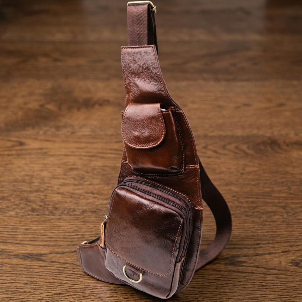 Чоловіча сумка через плече з натуральної шкіри Vintage 22959 Коричневий
