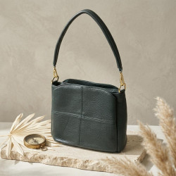 Шкіряна сумка для жінок з трьома відділеннями Vintage 22977 Зелений