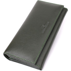 Горизонтальный кошелек у два сложения из натуральной кожи ST Leather 23067 Зеленый