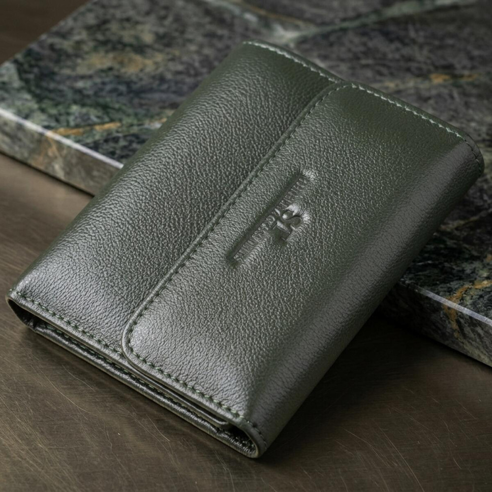 Стильный кошелек среднего размера из натуральной кожи ST Leather 23075 Зеленый