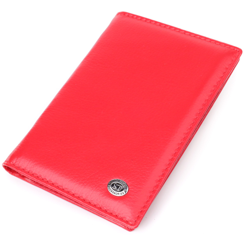 Яркая обложка на паспорт универсального формата из натуральной кожи ST Leather 23080 Красный