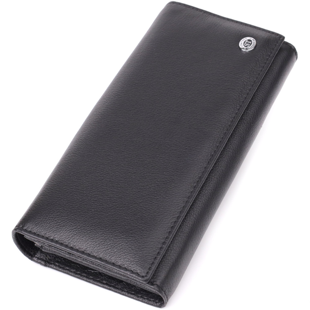 Солідний жіночий гаманець із натуральної шкіри ST Leather 23088 Чорний