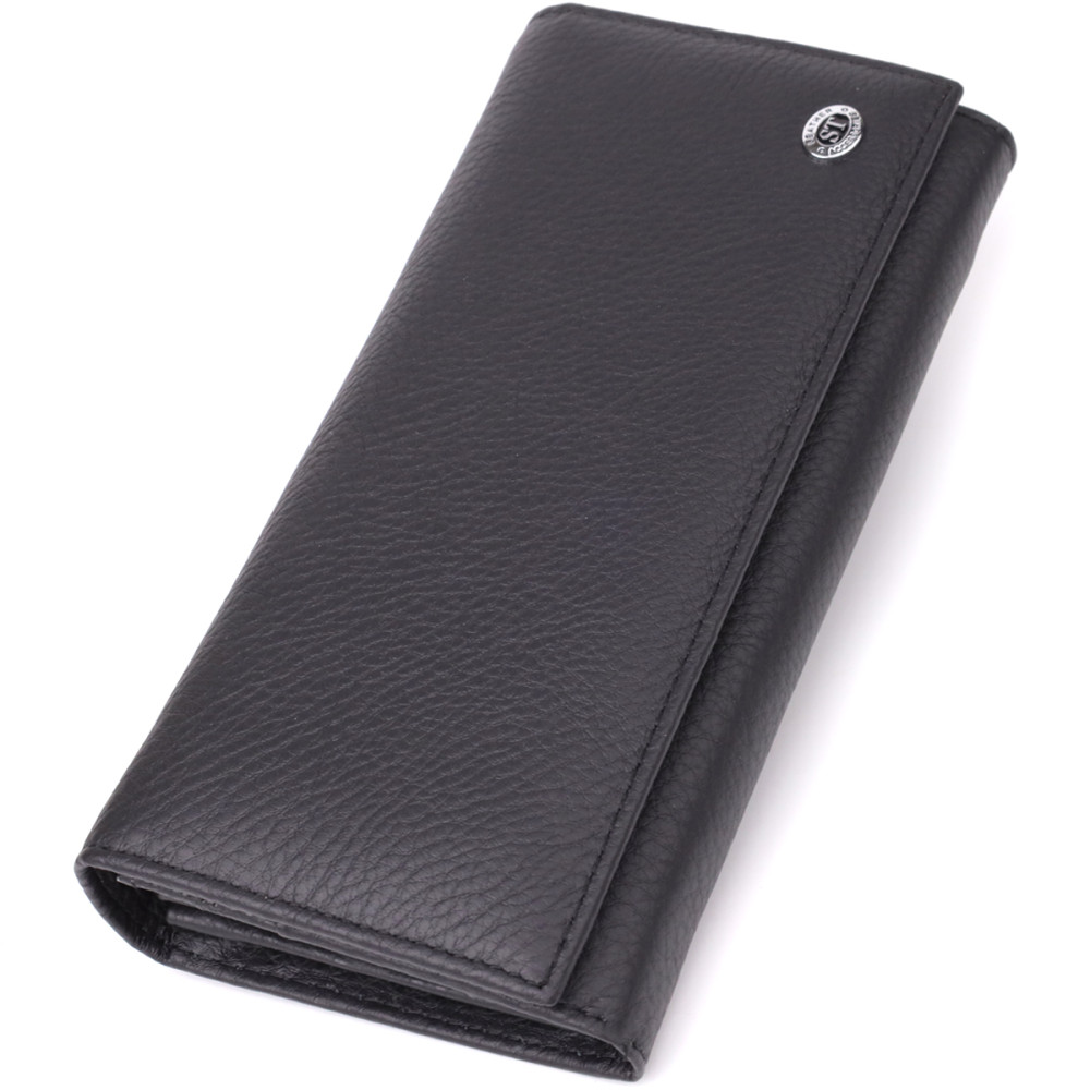 Вместительный кошелек для женщин из натуральной кожи ST Leather 23097 Черный
