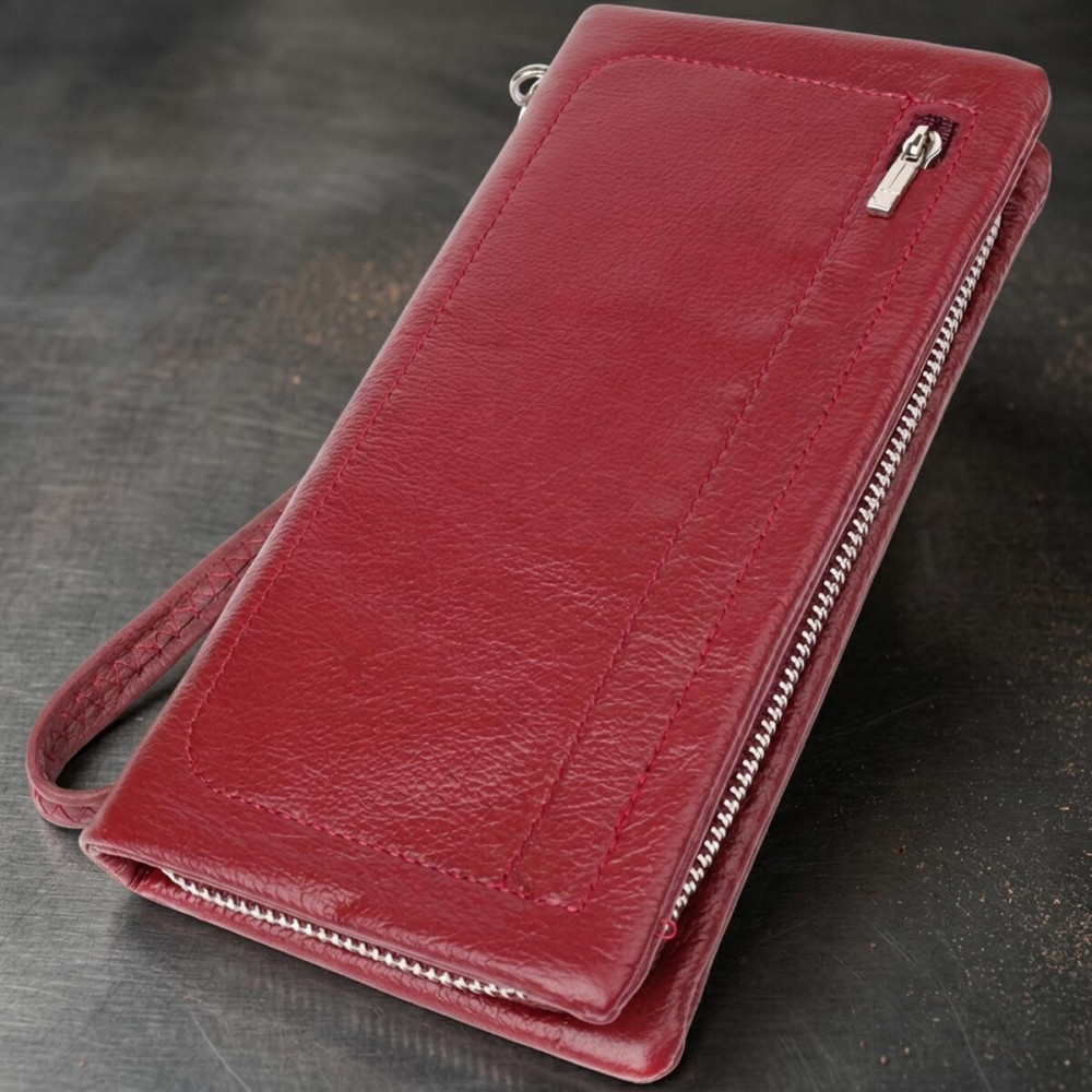 Кожаный женский кошелек-клатч с отделением под телефон ST Leather 23102 Бордовый