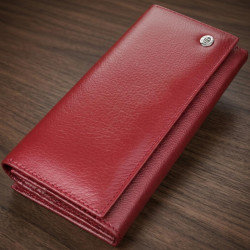 Элегантный кошелек для женщин с монетницей из натуральной кожи ST Leather 23107 Бордовый