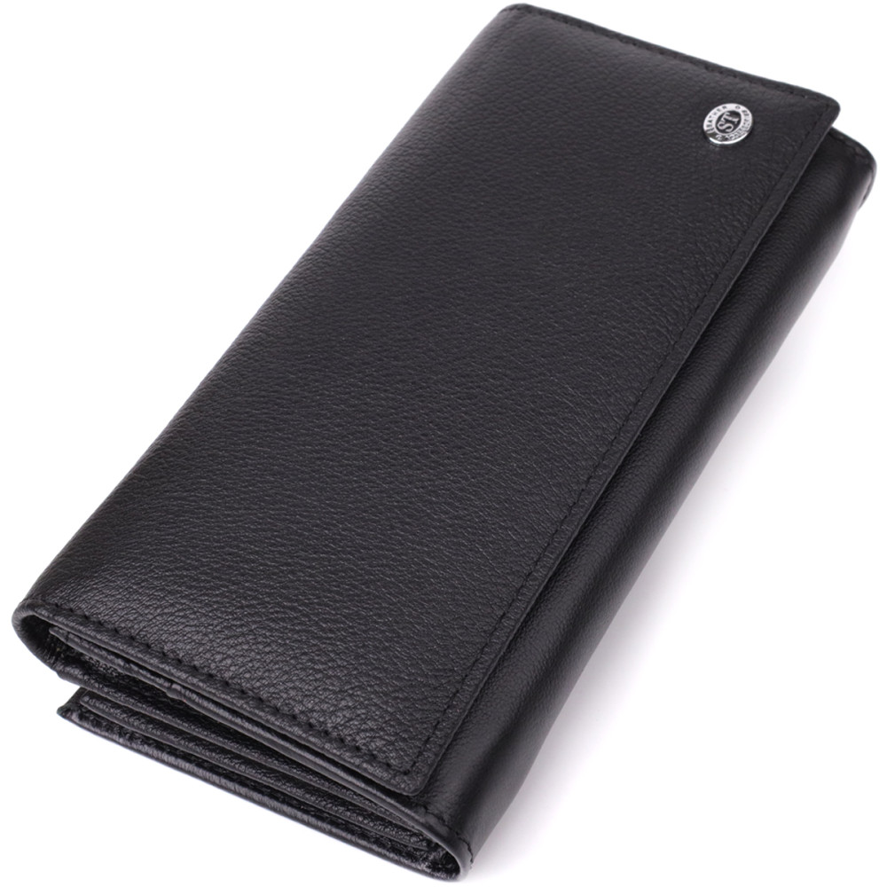 Функциональный женский кошелек на магнитах из натуральной кожи ST Leather 23112 Черный