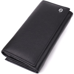 Функциональный женский кошелек на магнитах из натуральной кожи ST Leather 23112 Черный