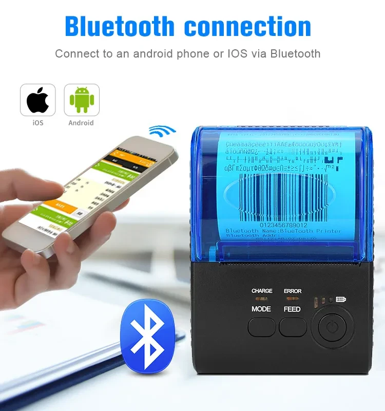 Чековый принтер 58 мм 5805DD, мобильный POS термопринтер Bluetooth 4.0 с аккумулятором